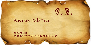 Vavrek Nóra névjegykártya